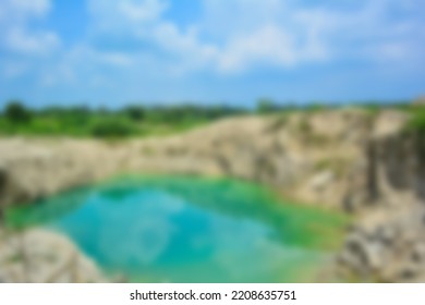 Blur Of Lake Talaga Biru Background In Summer, Turqoise Nature Concept