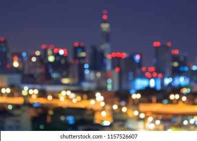 Blur Light Of High View Of City  / Bokeh Light Of High Building In City