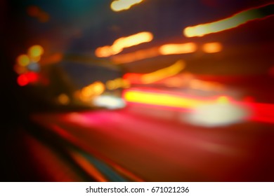 Blur Light Traffic On Express Way At Night