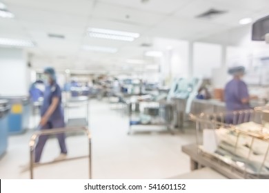 Blur Medical Background Central Sterile Supply Department (CSSD) Clean Lab Room, Hygiene Laboratory In Hospital