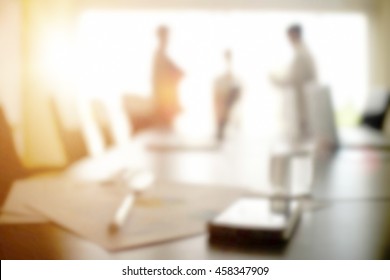 Blur Meeting Room Photo With Morning Light.