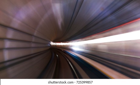 Blur Motion And Abstract Background Effect From Inside Malaysian Mass Rapid Transit (MRT) Tunnel