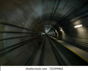 Blur Motion And Abstract Background Effect From Inside Malaysian Mass Rapid Transit (MRT) Tunnel