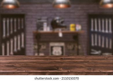 Blur motorcycle workshop wrench tools on wood space for products montage advertising background. - Powered by Shutterstock