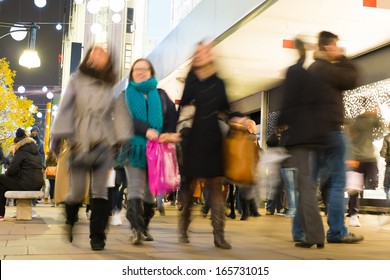 Blur Movement Of City People Worker, Shopping In London, England, UK 