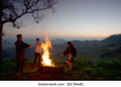 Blur night camping background. - Shutterstock ID 301784681
