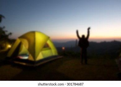 Blur night camping background. - Shutterstock ID 301784687