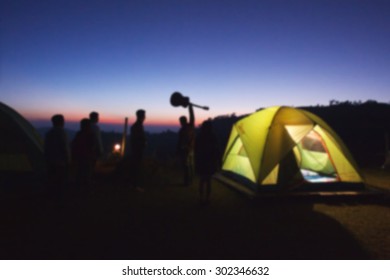 Blur at night camping background. - Shutterstock ID 302346632