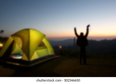 Blur at night camping background. - Shutterstock ID 302346650