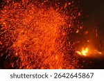 Blur and noise image of Torch war is a festival celebrating the harvest in the village.