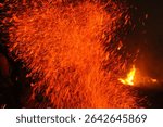 Blur and noise image of Torch war is a festival celebrating the harvest in the village.