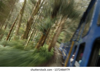 blur outside of the moving train.