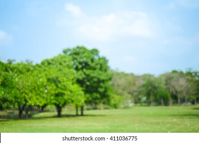 Blur Park And Blue Sky Background, Spring And Summer, Natural