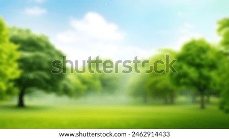 Blur park garden tree in nature background, blurry green bokeh light outdoor in summer background