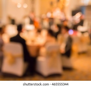 Blur People At Gala Dinner In Hotel Restaurant