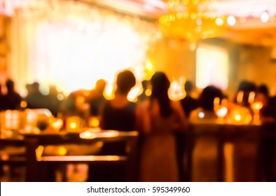 blur people and on gala dinner party in ballroom