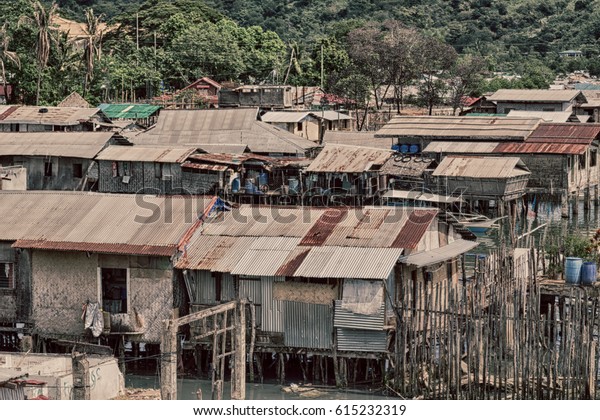 Blur Philippines House Slum Poor People Stock Photo (Edit Now) 615232319