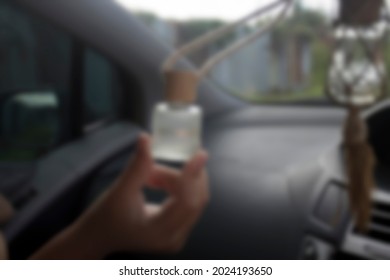 blur photo of perfume bottles as interior accessories