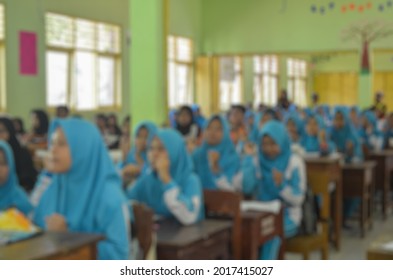 Blur Photo With Schoolchildren Playing Outside School