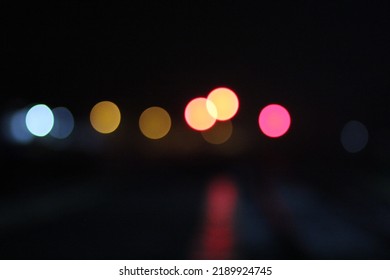 Blur Photo Of Various Kinds Of Colorful Lights On A Dark Pitched Black Night