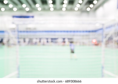 Blur Photography For Background.Goalkeeper Football Player At Indoor Stadium Soccer Feild With Spot Light For Play In Night Time.