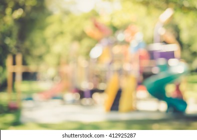 Blur Playground In Park Abstract Background. Film Tone Effect.