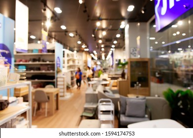 Blur Scene Of Furniture For Sale At Furniture Shop. Home Improvement Concept.