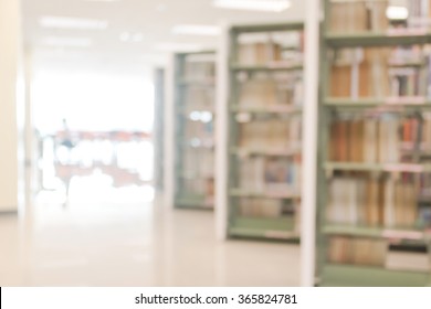 Blur School Library With Book Shelves  For Education Background