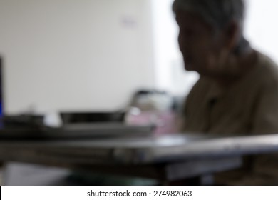 Blur Shadow Old Women Is Feel Bored When She Sick