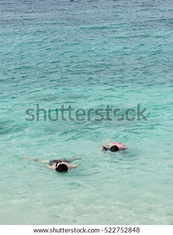 Blur snorkelling in the sea