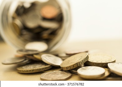 Blur Stack Of Coins Background Money Saving Concept