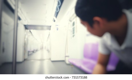 blur in subway,man alone in train subway,man looking destination in subway - Shutterstock ID 731573188