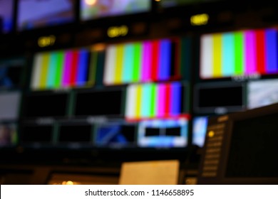 Blur of Switcher buttons in studio TV station  Audio and Video Production Switcher of Television Broadcast.