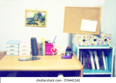 blur table in office