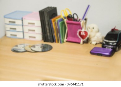 blur table in office