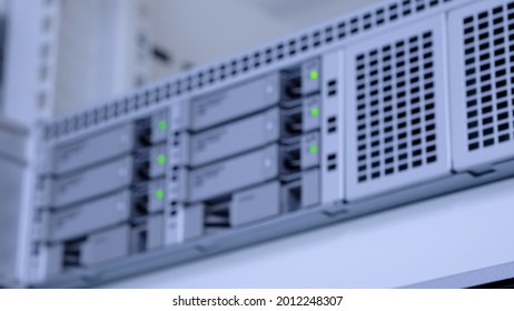 Blur Unified Computing Servers (UCS) in data center room.