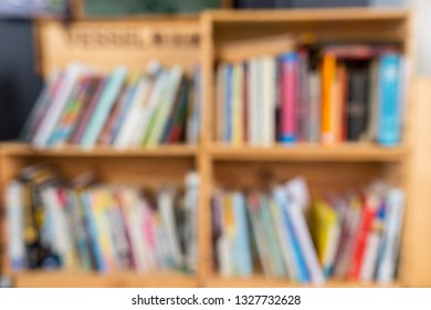 Blur view of bookshelf