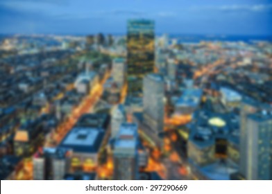 Blur View Of Boston City Skyline For Background