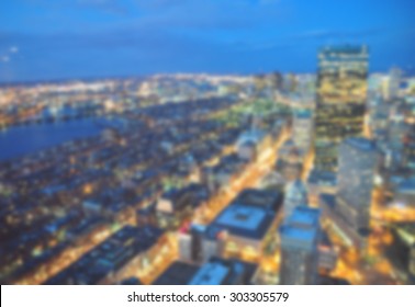 Blur View Of Boston City Skyline For Background