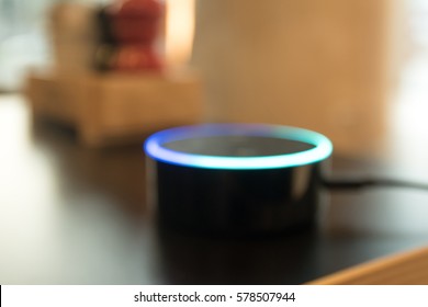 Blur Voice Recognition Machine In Coffee Shop Abstract Background