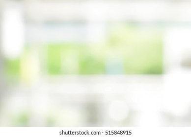 Blur White Green Abstract Background From Kitchen Window