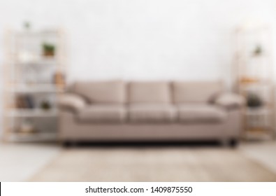 Blured Background Of Modern Home Living Room Interior With Sofa