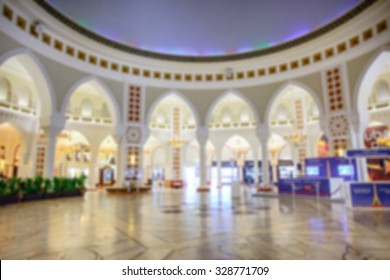 Blured image inside shopping mall of Dubai.