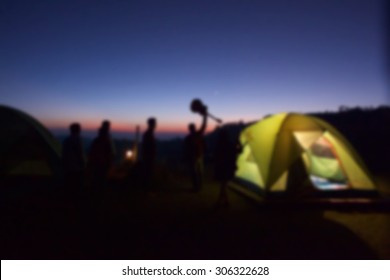 Blured at night camping background. - Shutterstock ID 306322628