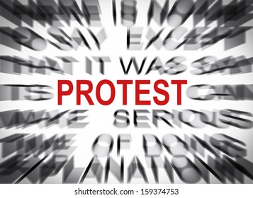 Blured text with focus on PROTEST