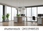 Blurr a Modern Office Interior. Minimalist empty room Abstract open space office background for design. 