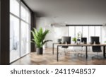 Blurr a Modern Office Interior. Minimalist empty room Abstract open space office background for design. 