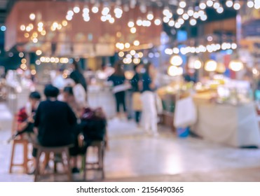 Blurred Abstract Background Of  Cafeteria In University Or Food Court In Shopping Mall