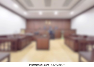 Blurred abstract background empty courtroom with judge chair.                             
