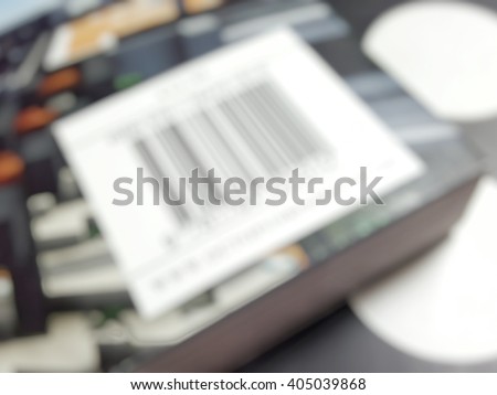 Blurred abstract background of ISBN of book.Blur image of numeric commercial book identifier on back cover.World book day